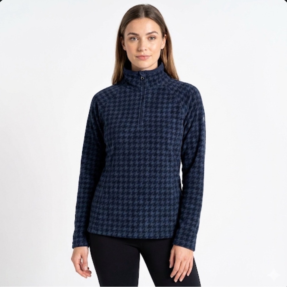 Columbia quarter zip fleece pullover houndstooth outdoor navy medium
